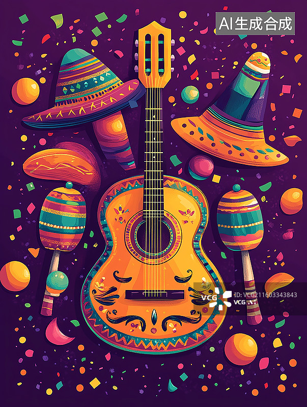 【AI数字艺术】墨西哥音乐风情派对图片素材