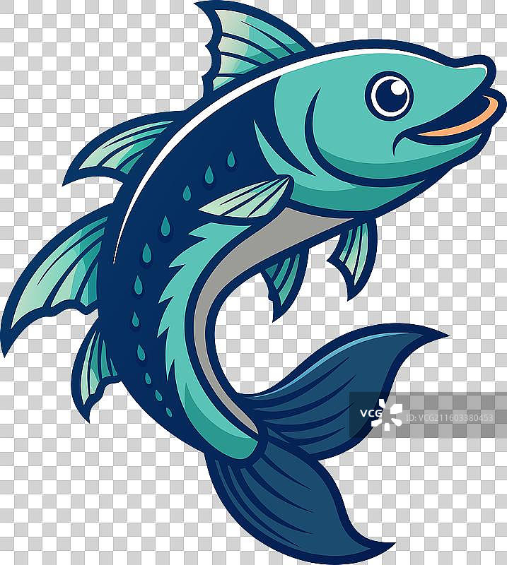 腔棘鱼跳跃卡哇伊图片素材