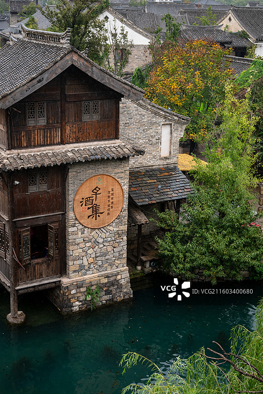 济南明水古城的秋天图片素材