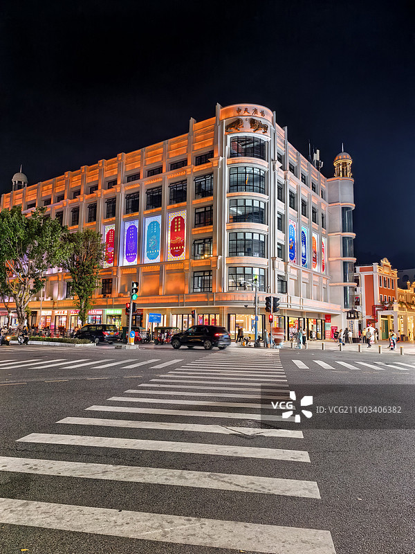 中山市孙文西路文化旅游步行街夜景图片素材