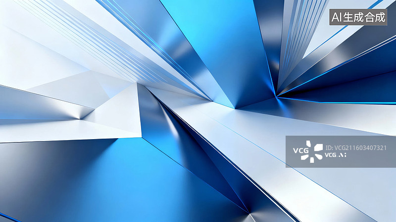 【AI数字艺术】蓝色几何抽象图案图片素材