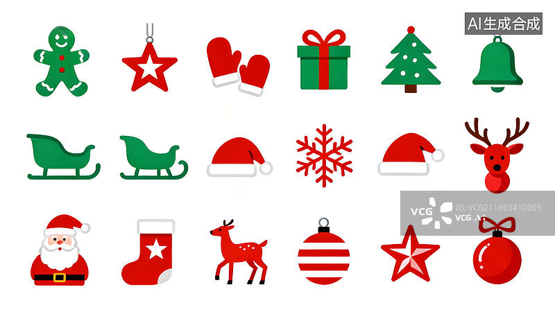 【AI数字艺术】圣诞节主题图标集合图片素材