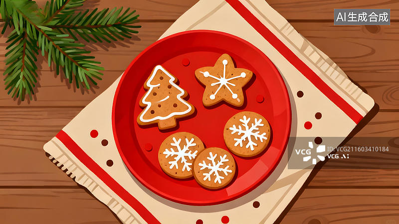 【AI数字艺术】圣诞饼干摆盘图片素材
