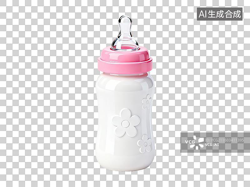 【AI数字艺术】白色奶瓶配粉色瓶盖图片素材