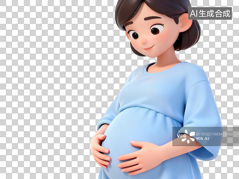 【AI数字艺术】母婴亲子主题 孕妇轻抚腹部的温馨画面图片素材