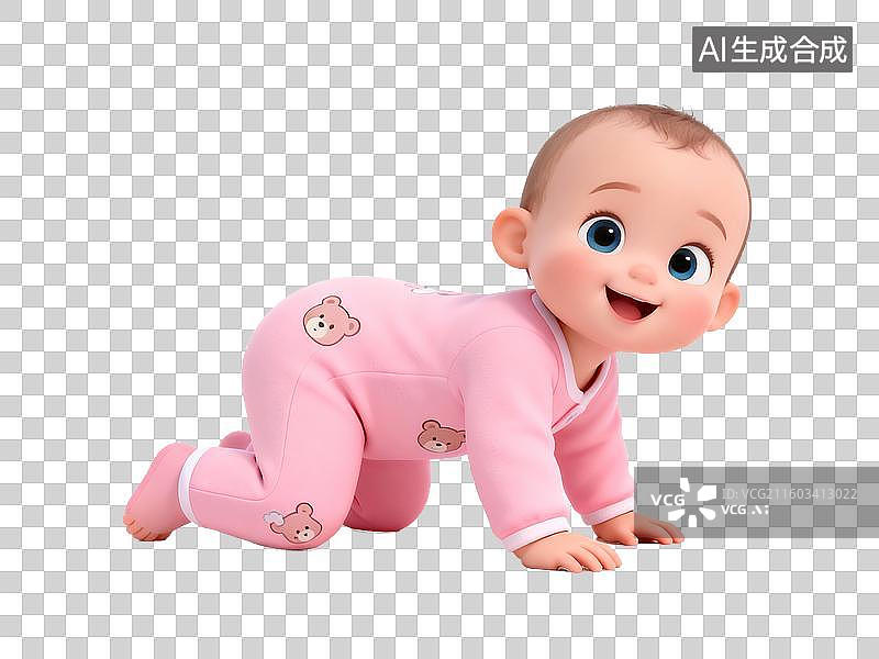 【AI数字艺术】母婴亲子主题 婴儿爬行卡通形象图片素材