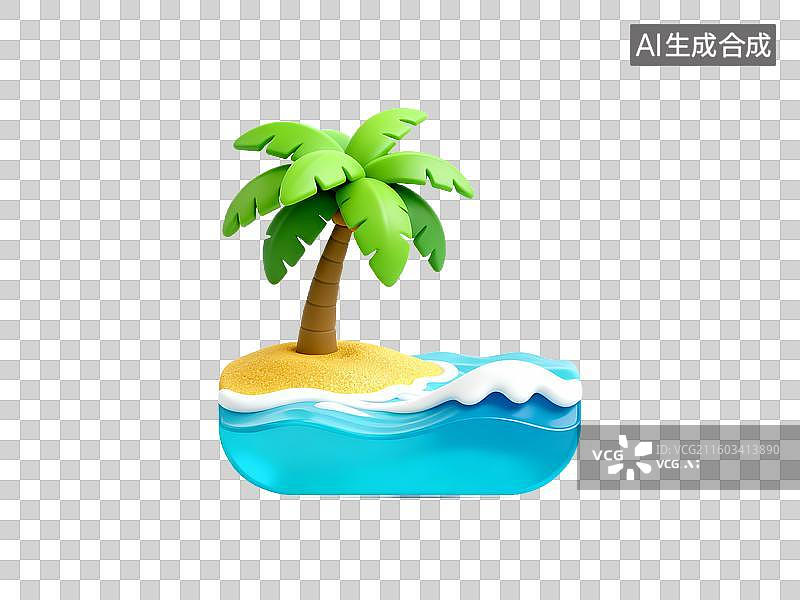 【AI数字艺术】旅游出行 自然景观 热带小岛与椰树图片素材