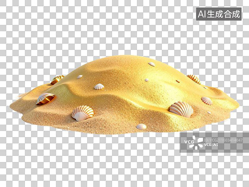 【AI数字艺术】旅游出行 自然景观 沙滩上的贝壳与沙堆图片素材