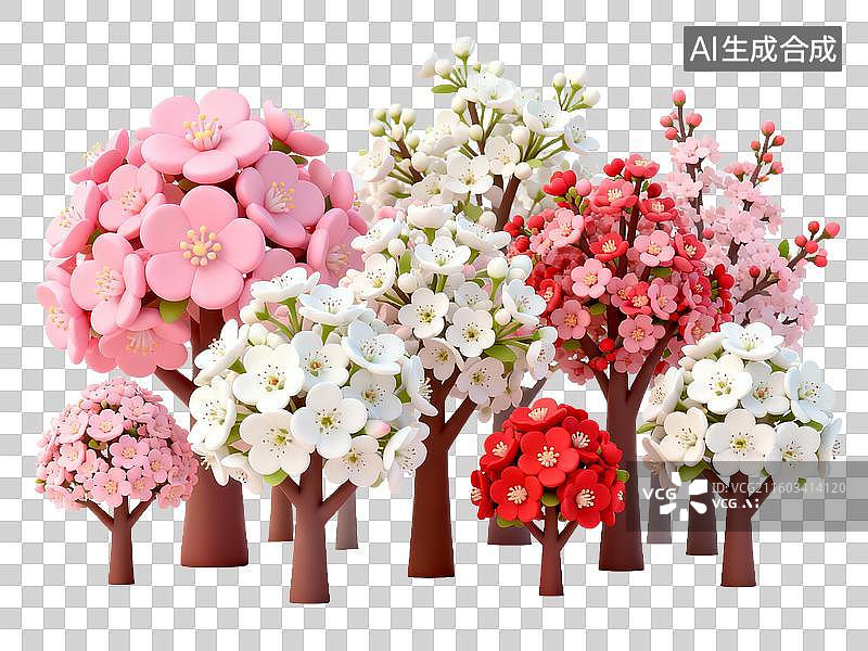 【AI数字艺术】旅游出行 自然景观 多彩花卉树木集合图片素材