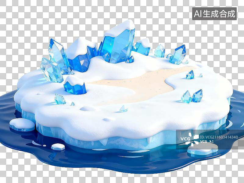 【AI数字艺术】旅游出行 自然景观 冰晶浮岛与雪地景观图片素材