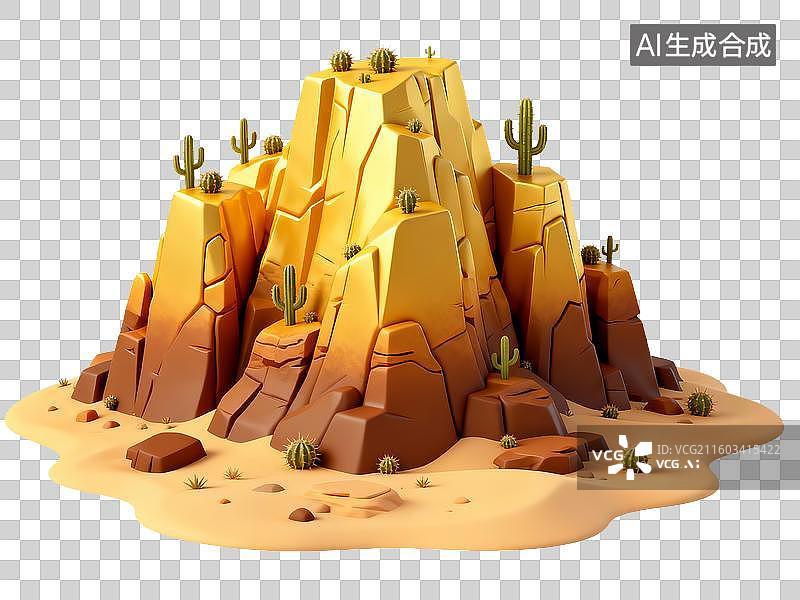 【AI数字艺术】旅游出行 自然景观 沙漠岩山与仙人掌景观图片素材