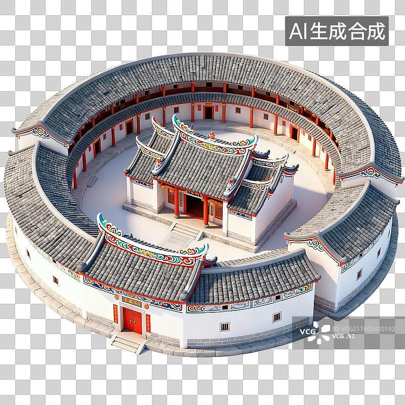 【AI数字艺术】3D国潮风传统建筑，园林，亭台楼阁 影壁墙，廊桥，塔，院子，蒙古包图片素材