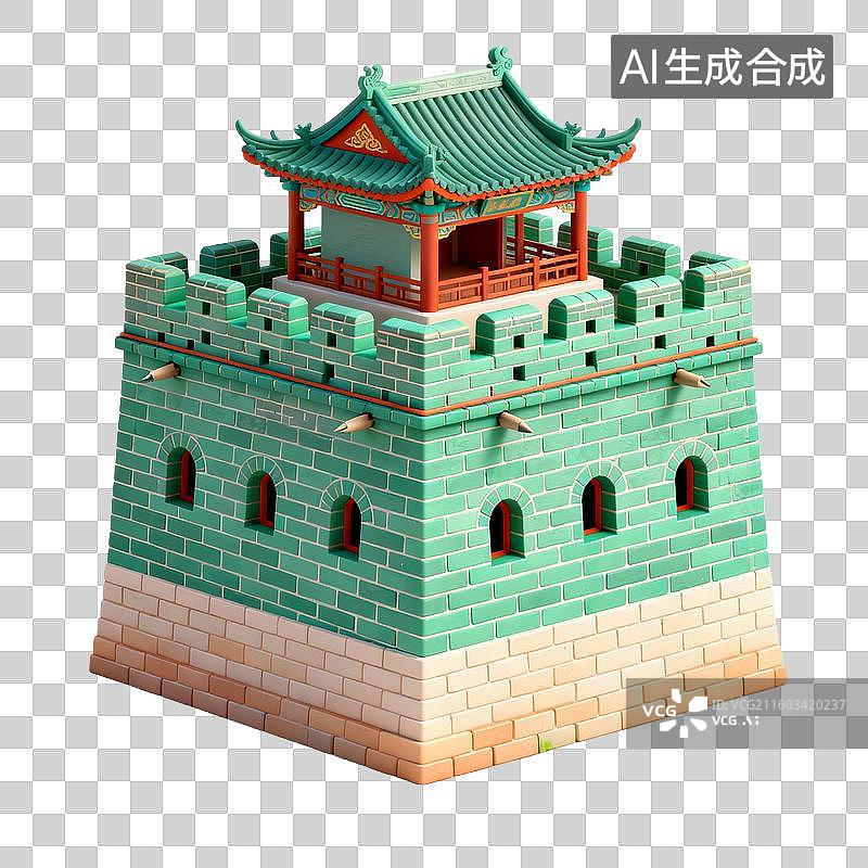 【AI数字艺术】3D国潮风传统建筑，园林，亭台楼阁 影壁墙，廊桥，塔，院子，蒙古包图片素材