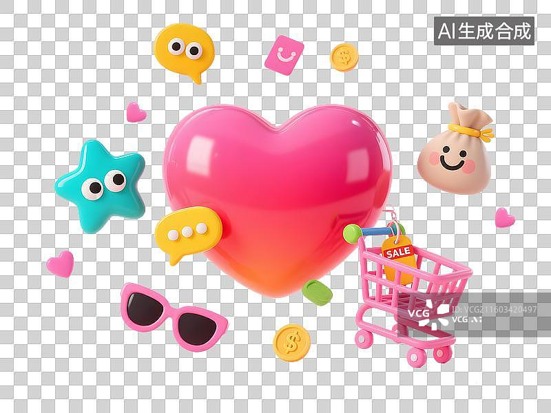 【AI数字艺术】电子商务爱心元素合集图片素材