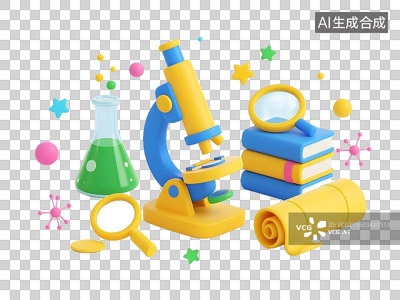 【AI数字艺术】科学探索实验室元素图片素材