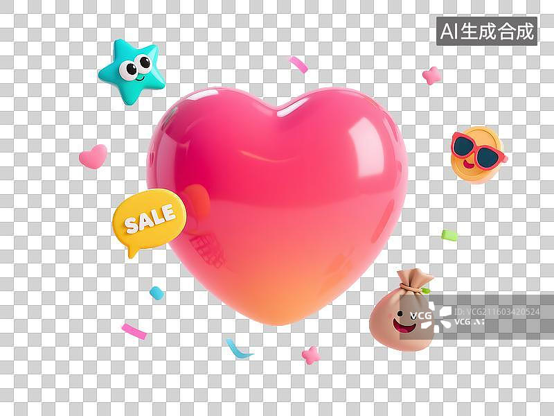 【AI数字艺术】电子商务爱心元素合集图片素材