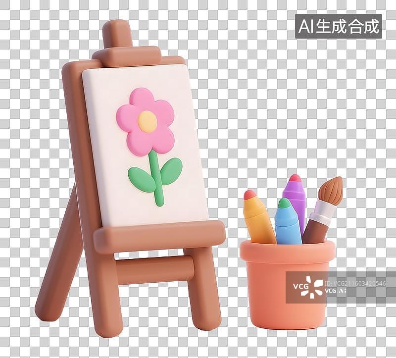 【AI数字艺术】艺术教育画架 调色盘 元素合集图片素材