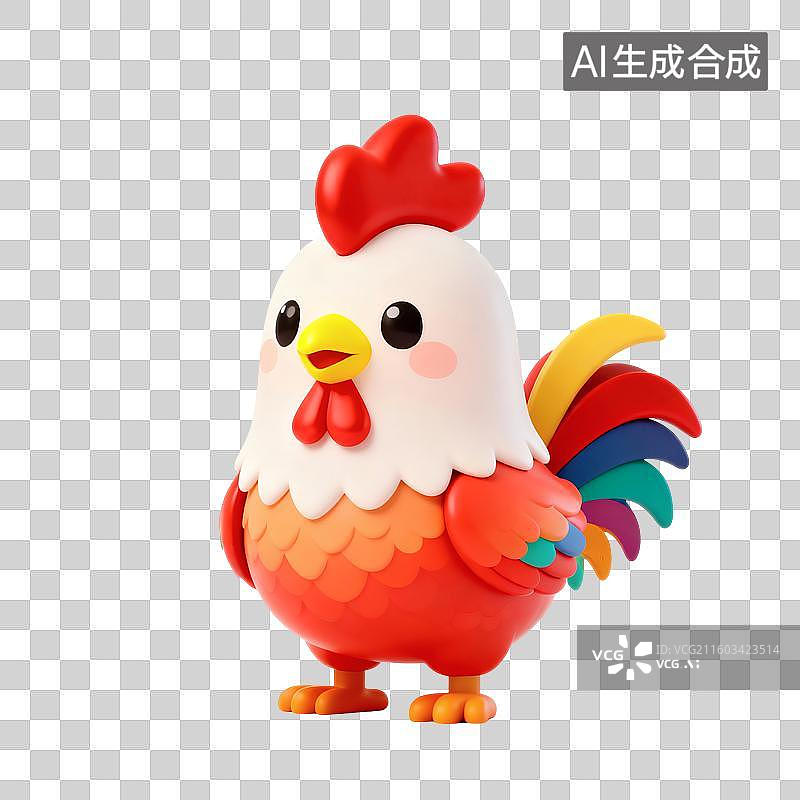 【AI数字艺术】生肖公鸡插画图片素材
