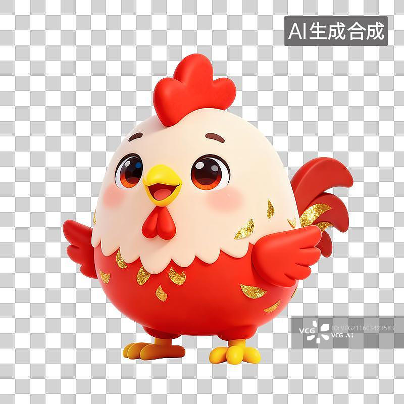 【AI数字艺术】生肖公鸡插画图片素材