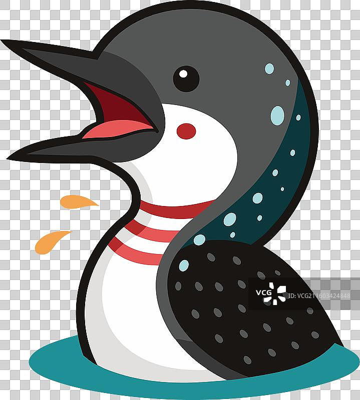 卡通风格的普通潜鸟的叫声图片素材