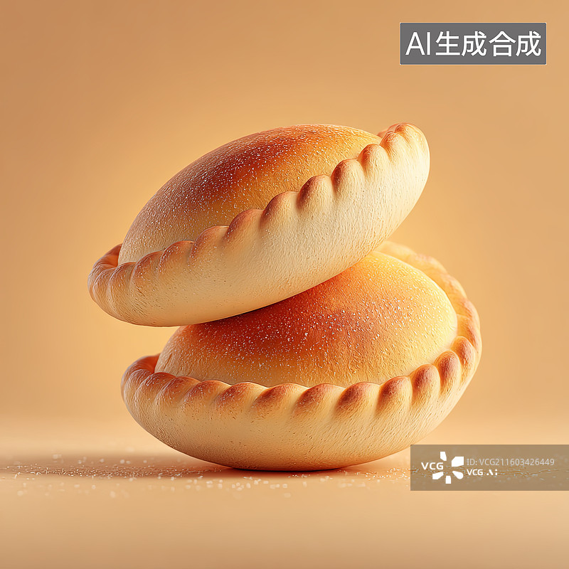 【AI数字艺术】金黄色酥皮点心叠放图片素材
