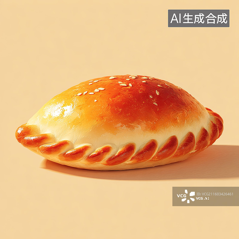 【AI数字艺术】金黄色烤制面包特写图片素材
