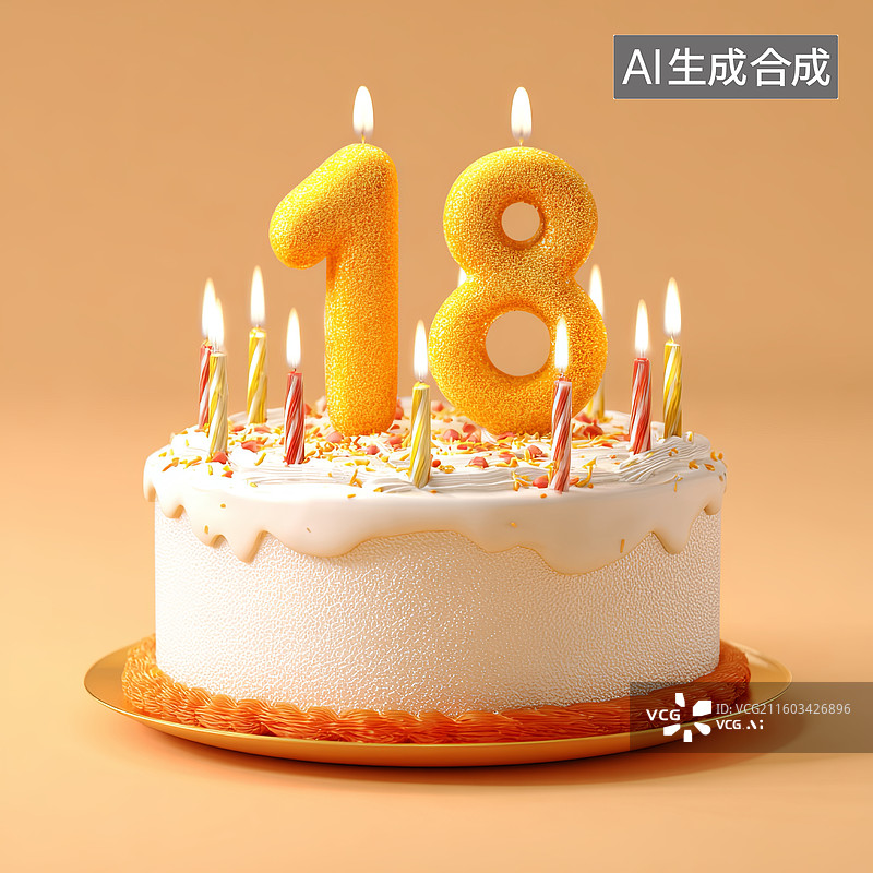 【AI数字艺术】十八岁生日蛋糕图片素材
