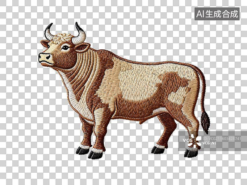 【AI数字艺术】十二生肖造型    生肖牛  纺织提花工艺  传统纺织与生肖文化融合的动物生肖系列图片素材
