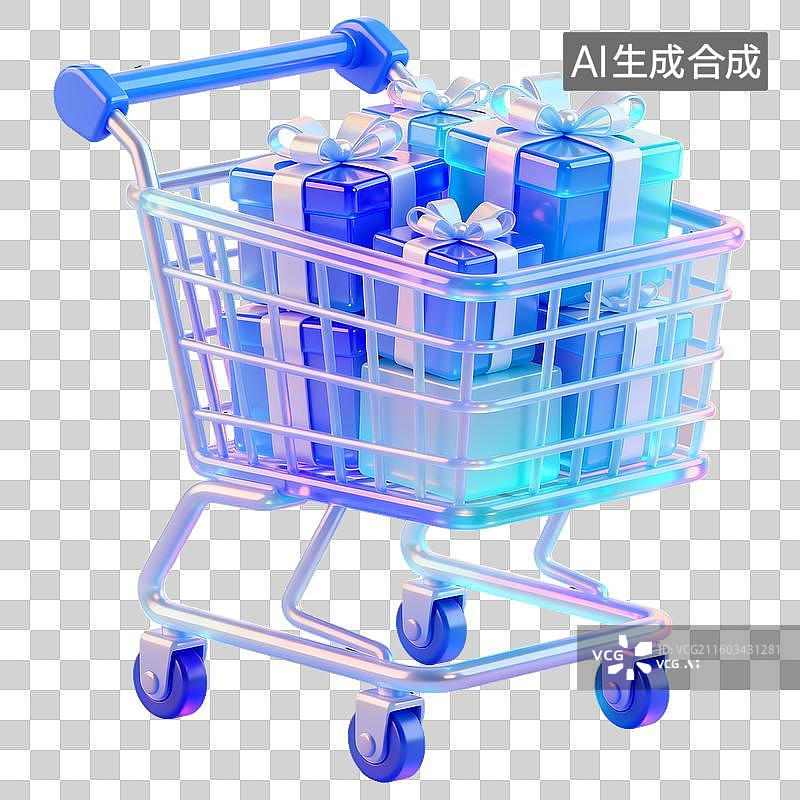 【AI数字艺术】3D蓝色磨砂玻璃科技感促销元素图片素材