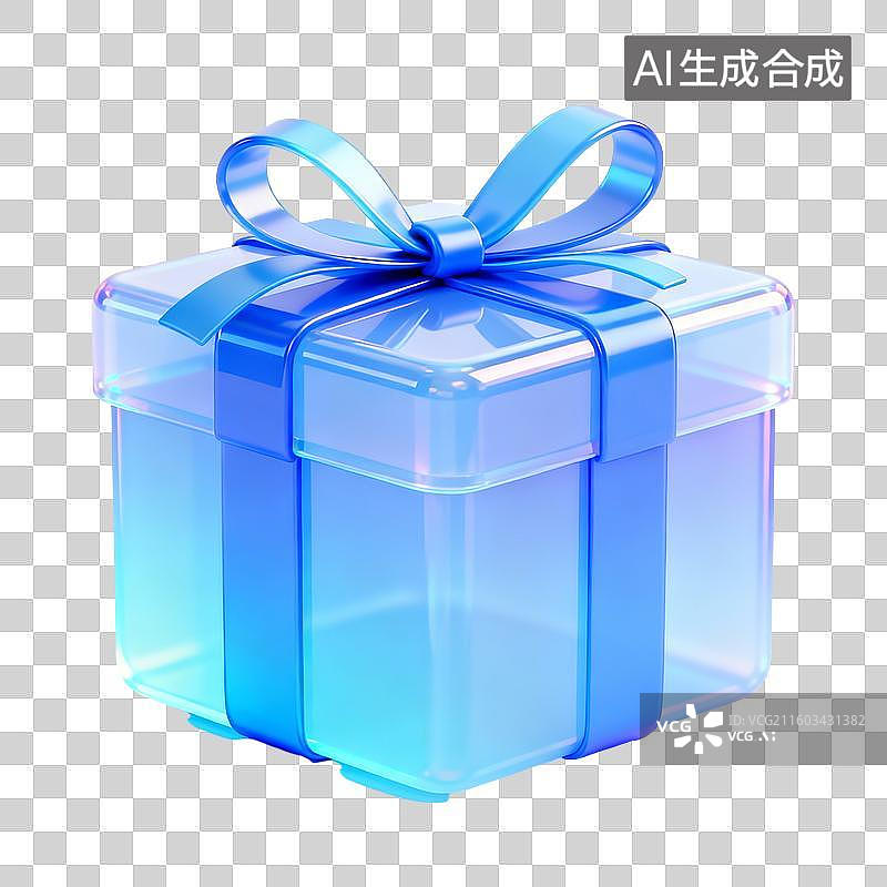 【AI数字艺术】3D蓝色磨砂玻璃科技感促销元素图片素材