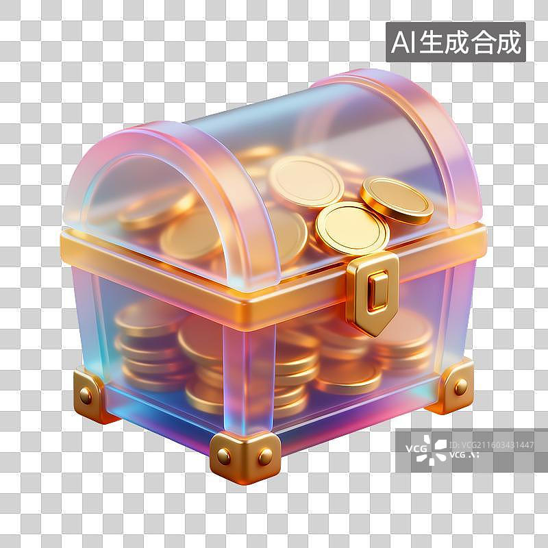 【AI数字艺术】3D轻拟物风百宝箱促销元素图片素材