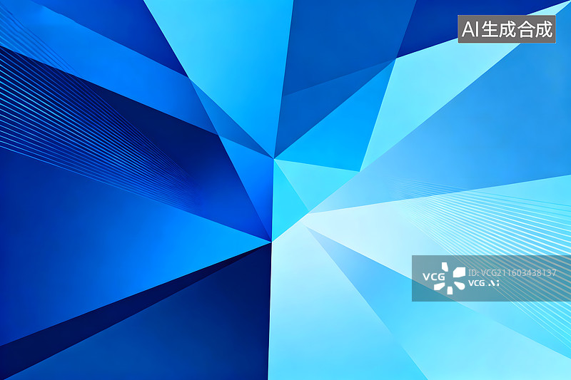【AI数字艺术】抽象科技背景：动态的蓝色几何线条与数字能量场图片素材