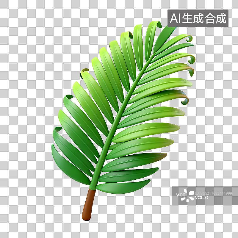 【AI数字艺术】翠绿热带棕榈叶展示图片素材