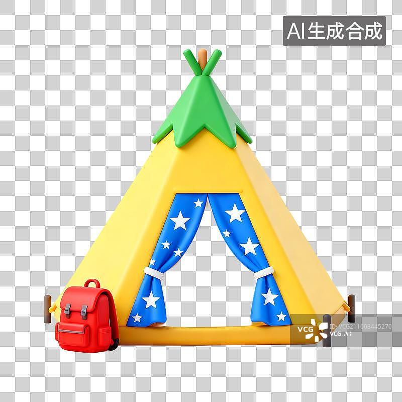 【AI数字艺术】带有星星图案的儿童帐篷图片素材