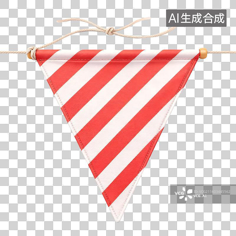 【AI数字艺术】红白条纹三角彩旗装饰图片素材
