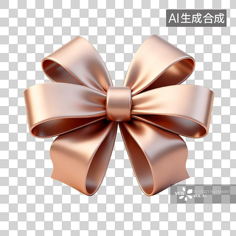 【AI数字艺术】闪亮金属玫瑰金蝴蝶结装饰图片素材