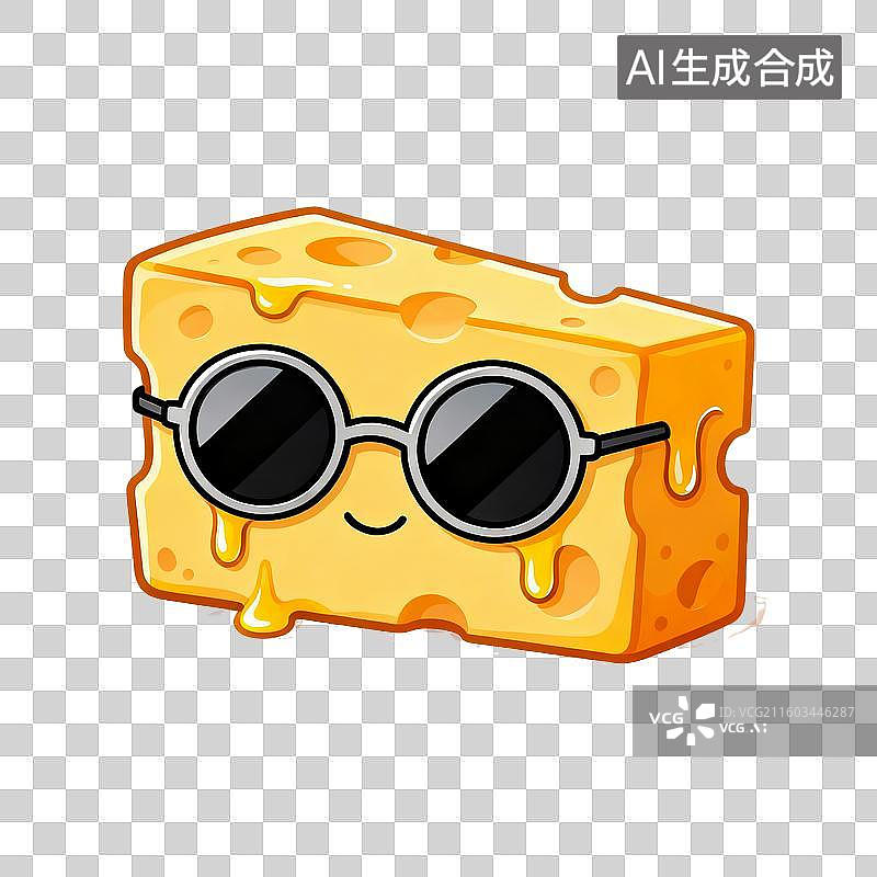 【AI数字艺术】扁平插画元素带墨镜的黄油芝士图片素材