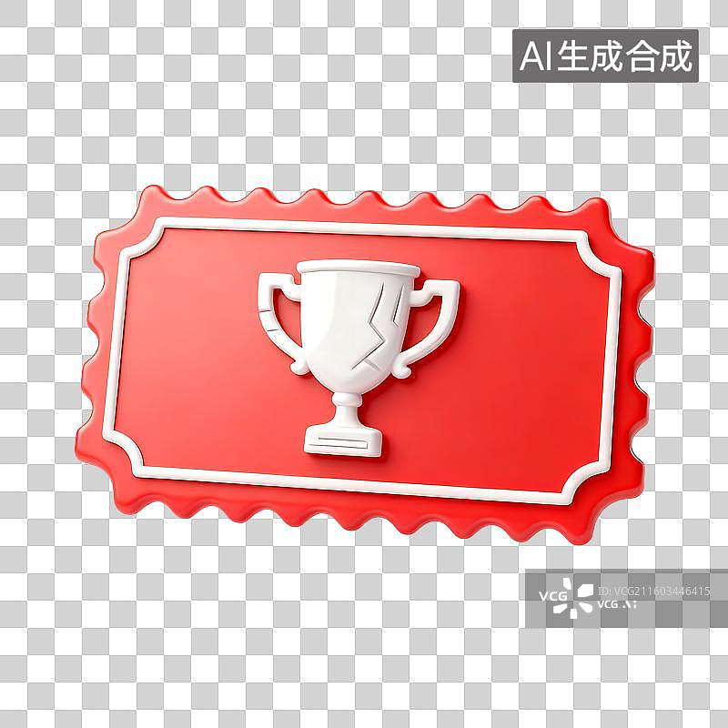 【AI数字艺术】红色徽章与破损奖杯图片素材
