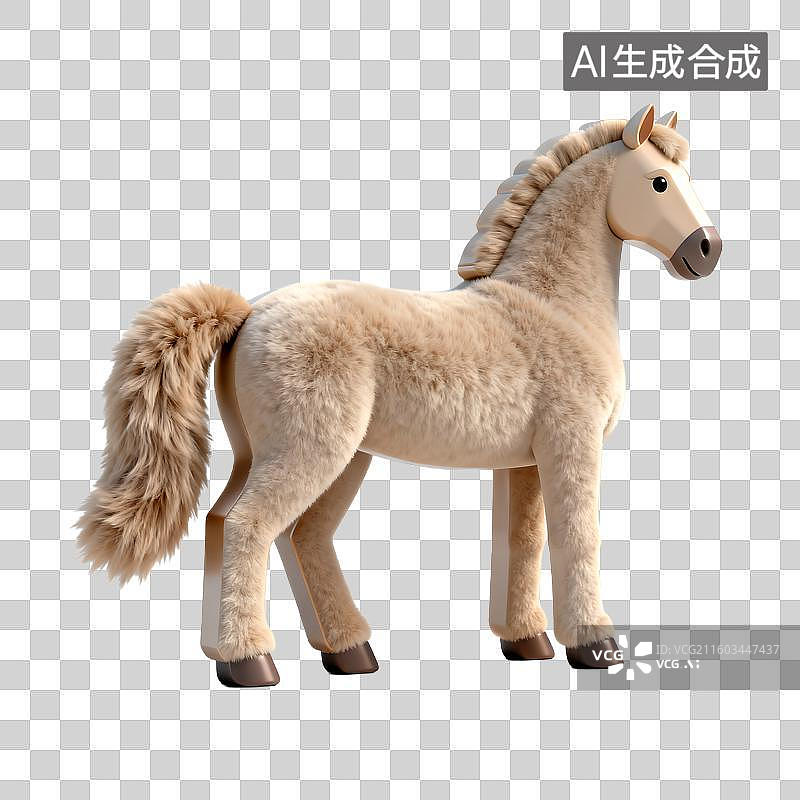 【AI数字艺术】浅棕色毛绒玩具马图片素材