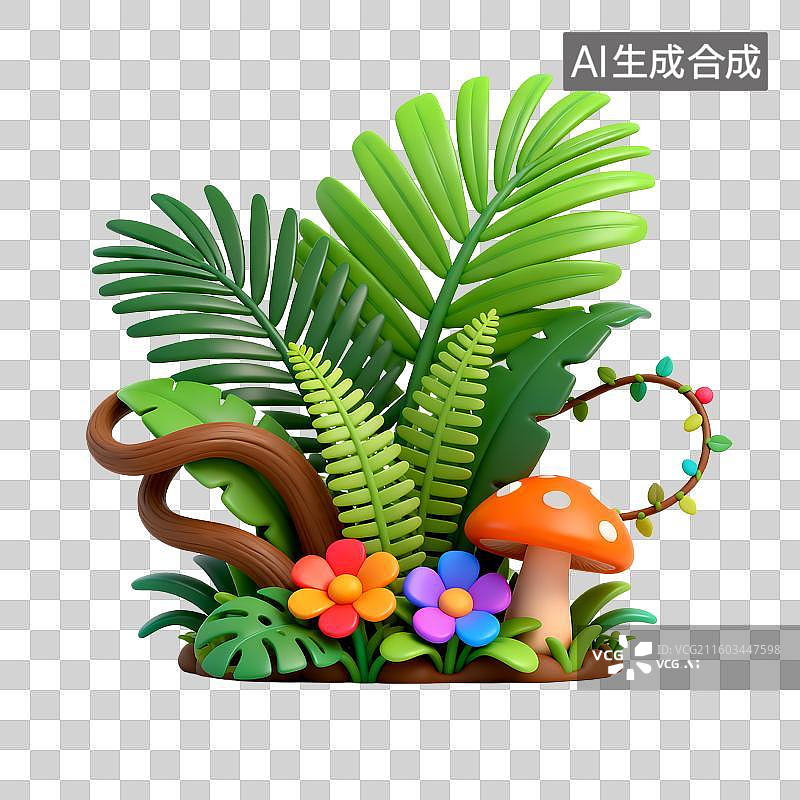【AI数字艺术】充满生机的卡通自然植物图片素材