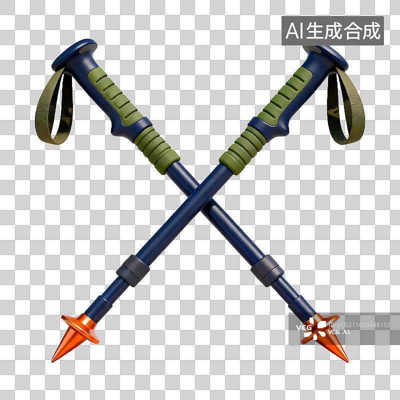 【AI数字艺术】交叉的户外登山杖图片素材