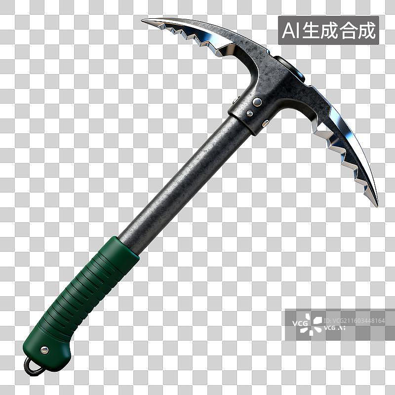 【AI数字艺术】带有绿色手柄的金属冰镐图片素材