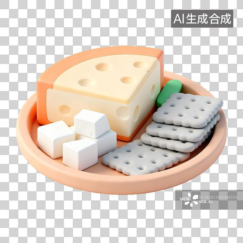 【AI数字艺术】一盘奶酪和饼干的美味组合图片素材