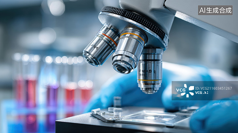 【AI数字艺术】实验室显微镜观察样本图片素材