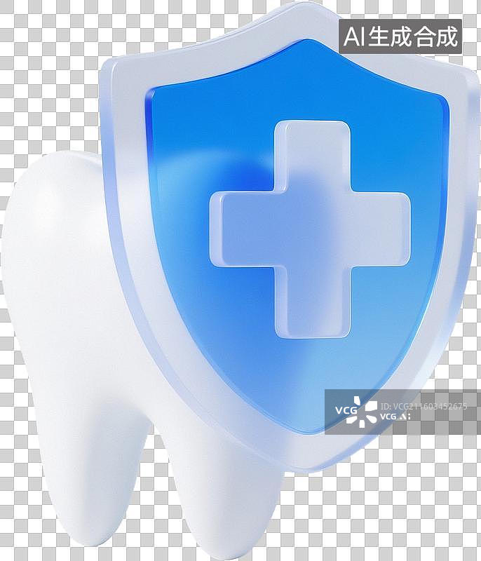 【AI数字艺术】3D牙齿盾牌图标图片素材