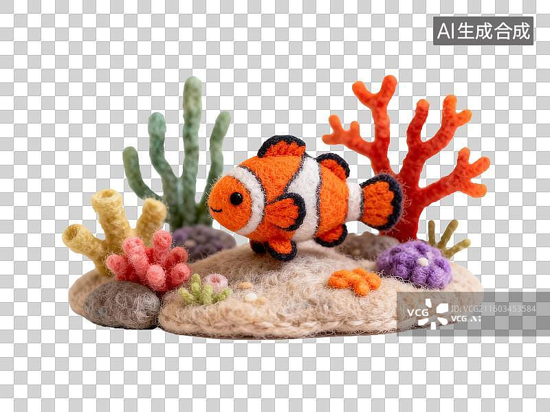 【AI数字艺术】3D卡通毛毡风自然风景海底世界图片素材