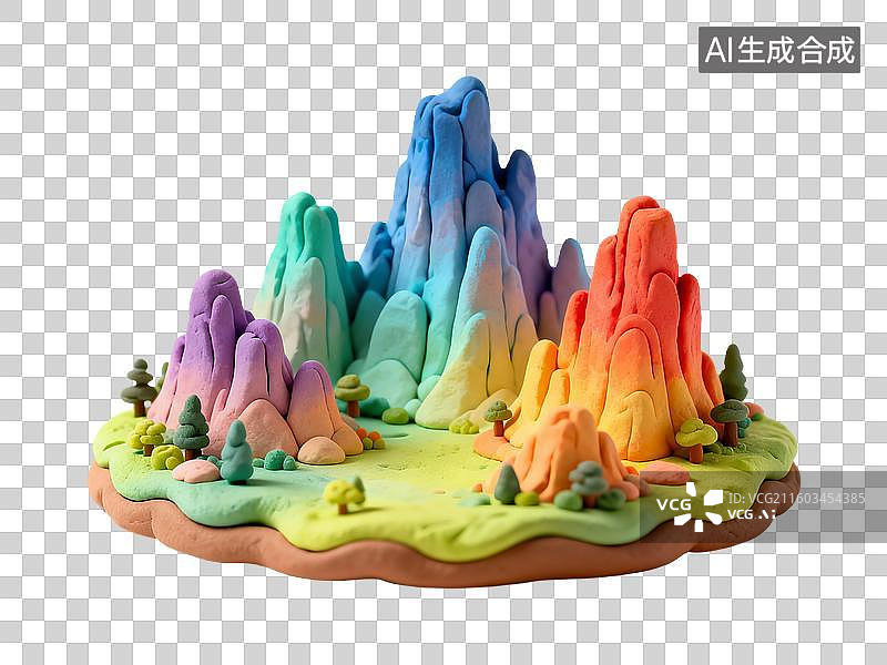【AI数字艺术】3D卡通粘土风自然风景喀斯特地貌图片素材