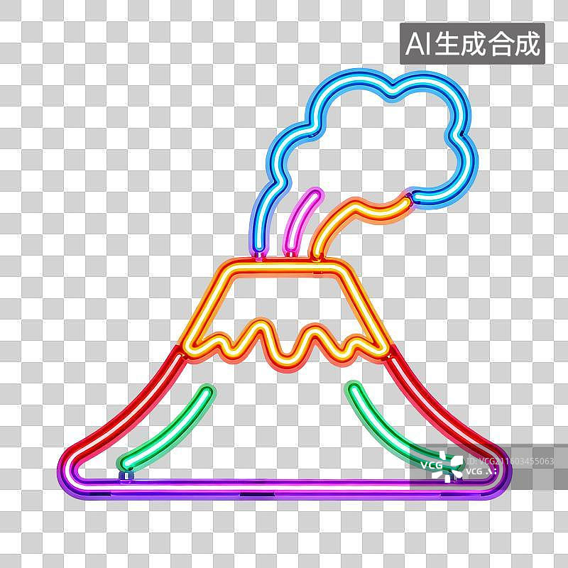 【AI数字艺术】霓虹灯元素插画山脉图标图片素材