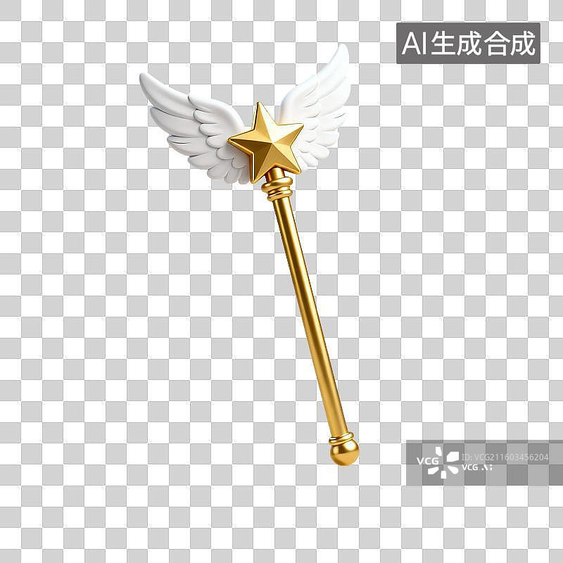 【AI数字艺术】3D渲染，仙女棒，魔棒，魔力，魔法，魔法棒，免抠元素图片素材