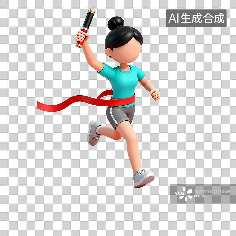 【AI数字艺术】3D渲染立体风格接力赛人物免抠元素图片素材